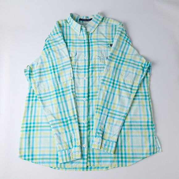 Columbia PFG Super Bahama Vtg Fishing Shirt Mens XL Long Sleeve Plaid UPF - Picture 9 of 11
